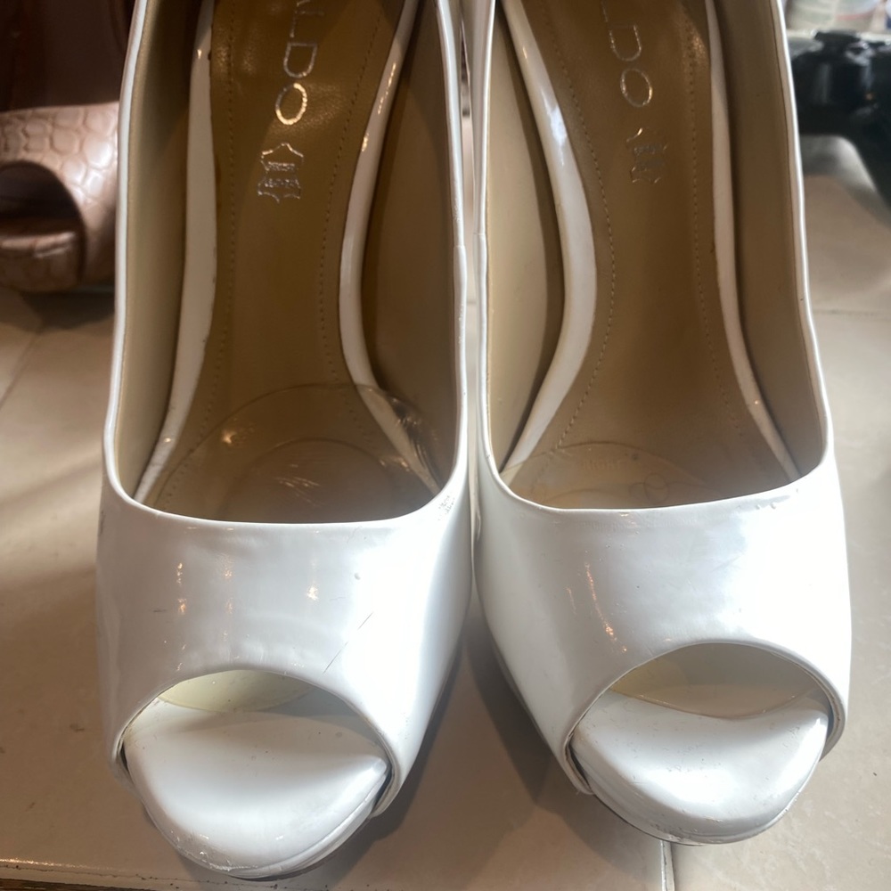 White patent leather ALDO heels